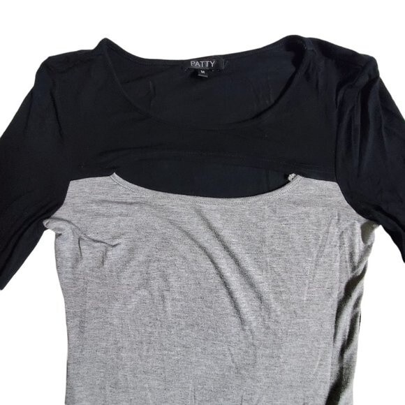 Patty black gray long sleeve top sz M - Picture 3 of 12
